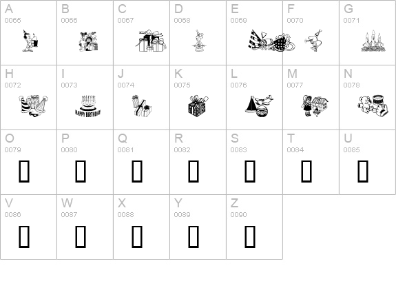 Birthdaze uppercase A-Z preview