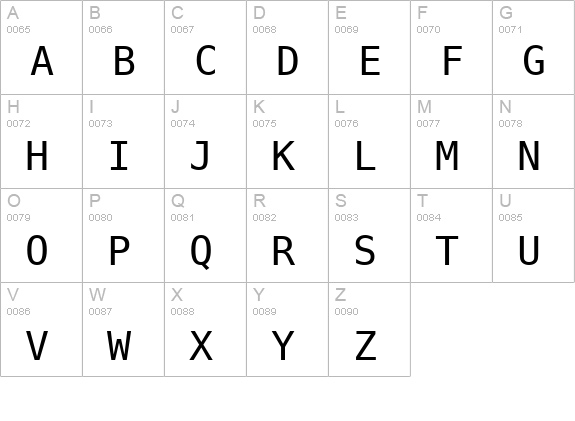 Bitstream Vera Sans Mono uppercase A-Z preview