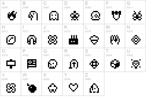 BITSY uppercase A-Z preview
