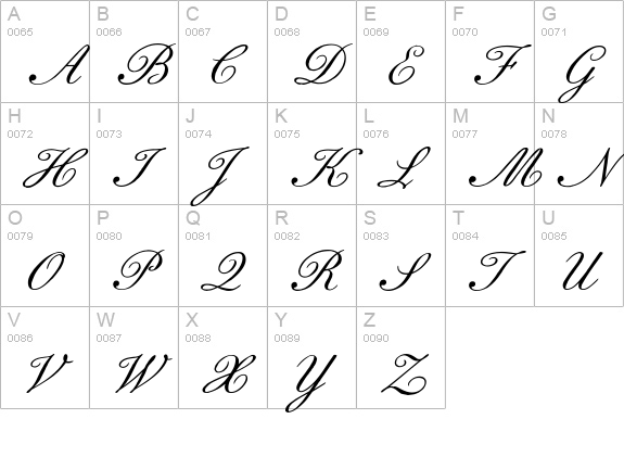 BixAntiqueScriptHmk uppercase A-Z preview