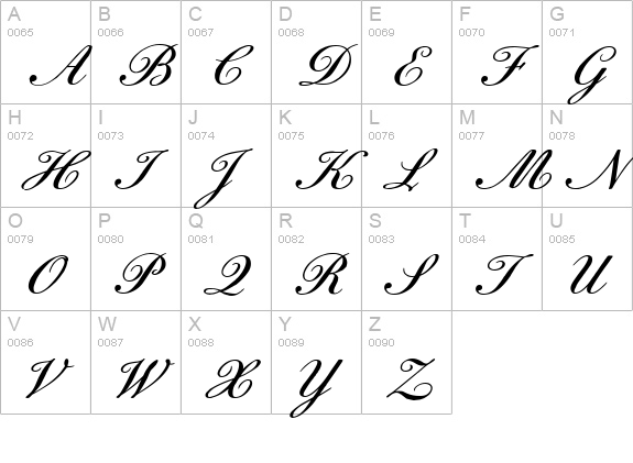 BixAntiqueScriptHmkBold uppercase A-Z preview