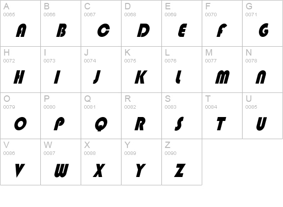 BixleeCndObl-Heavy uppercase A-Z preview