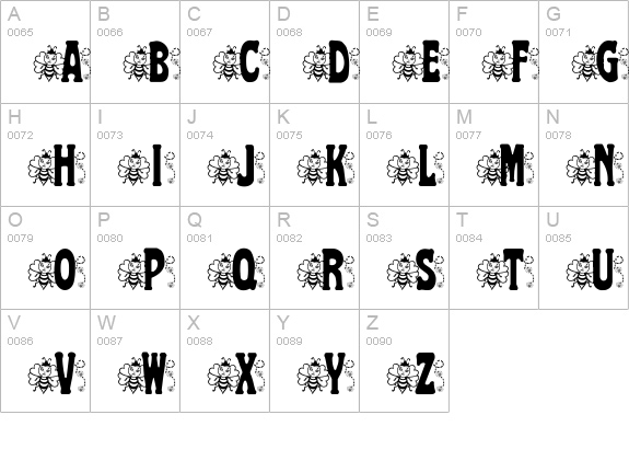 BJF Hunnybee uppercase A-Z preview