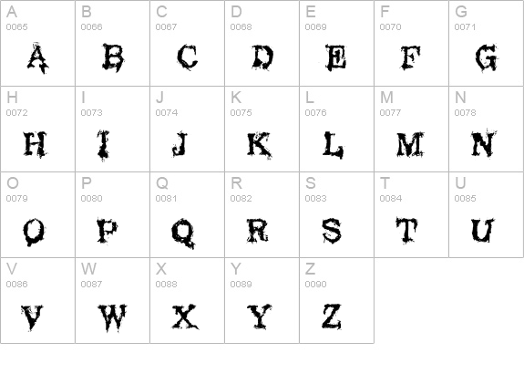 Black Asylum uppercase A-Z preview