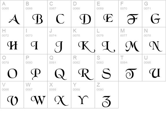 Black Chancery uppercase A-Z preview