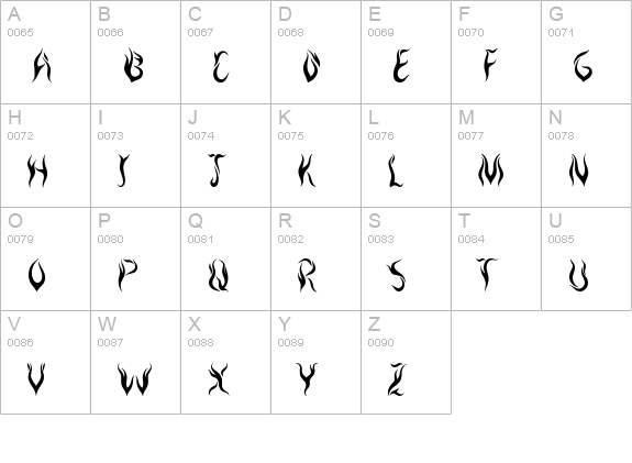 Black Flames uppercase A-Z preview
