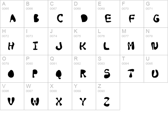Black ink uppercase A-Z preview