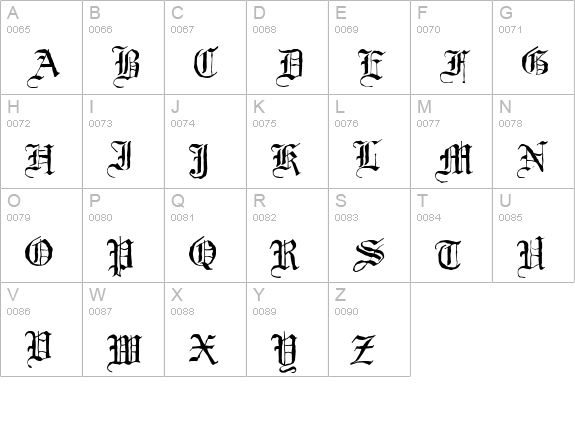 Black Night uppercase A-Z preview