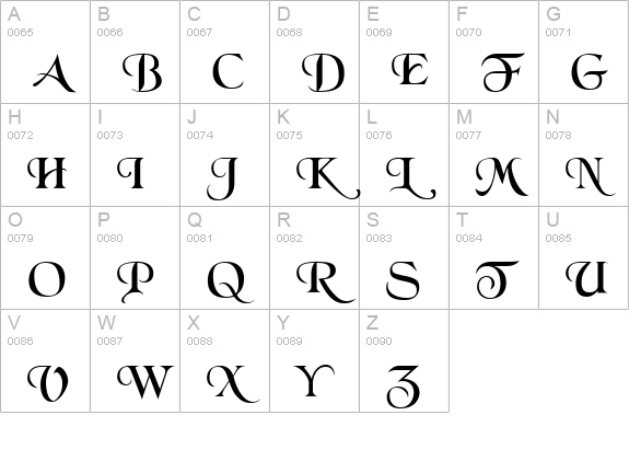 BlackChancery Medium uppercase A-Z preview