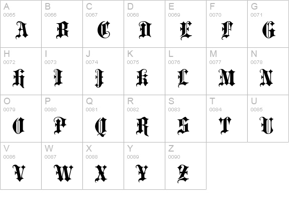Blackletter ExtraBold uppercase A-Z preview