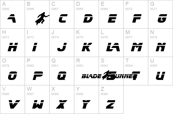 Blade Runner Movie Font 2 uppercase A-Z preview