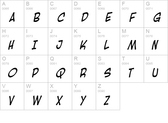 Blambot Casual Italic uppercase A-Z preview