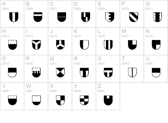 Blazon uppercase A-Z preview