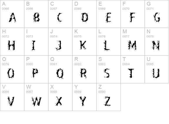 Bleed uppercase A-Z preview