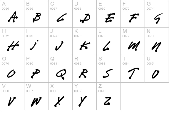 Bleedblob BTN uppercase A-Z preview