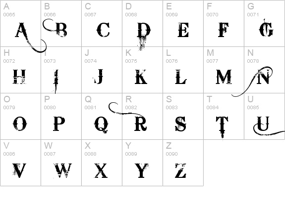 Bleeding Cowboys uppercase A-Z preview