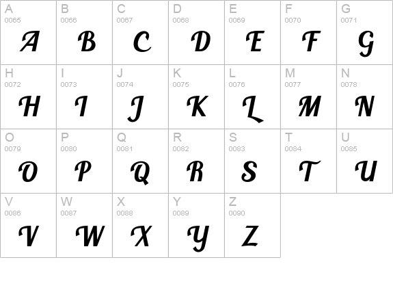 Blenda Script uppercase A-Z preview