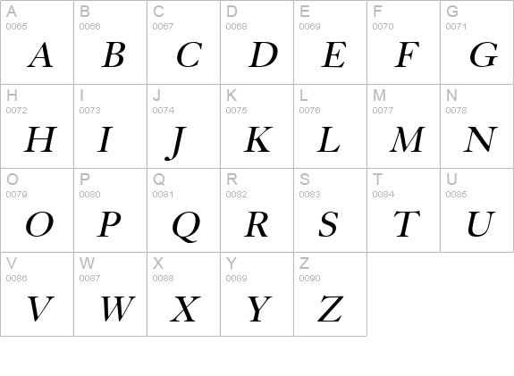 Bliss Italic uppercase A-Z preview