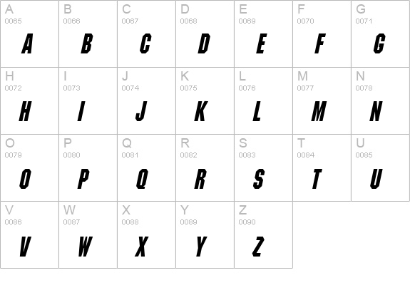 Block-Condensed Bold Italic uppercase A-Z preview