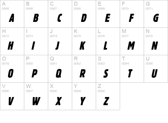 Block kursiv eng  uppercase A-Z preview