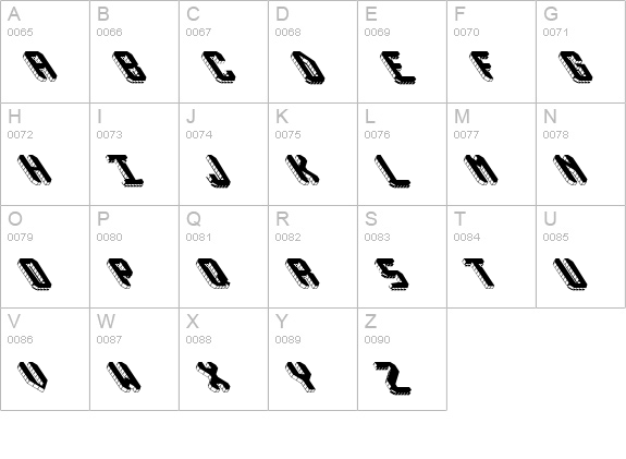 Block Tilt BRK uppercase A-Z preview