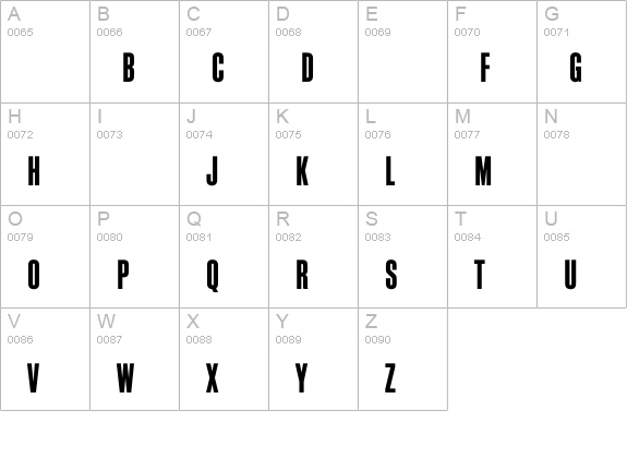 BlockGothicBoldExtraCond uppercase A-Z preview