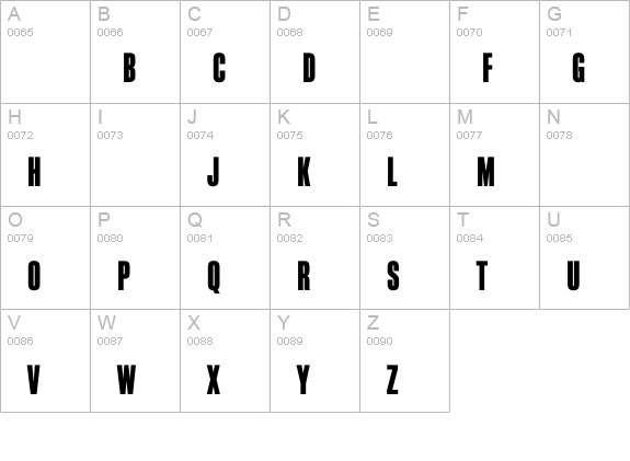 BlockGothicExtraBoldExtraCond uppercase A-Z preview