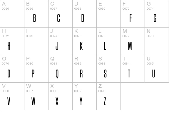 BlockGothicLightExtraCond uppercase A-Z preview