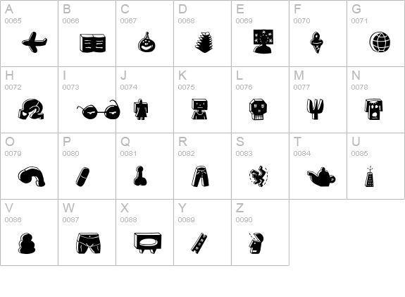 BlockheadIllustBlackFace uppercase A-Z preview