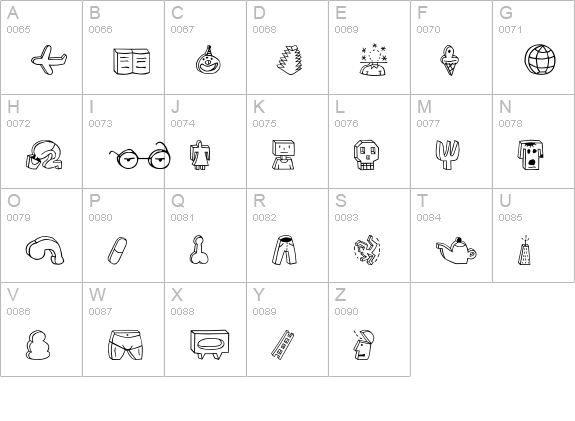 BlockheadIllustPlain uppercase A-Z preview