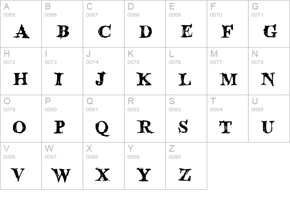 Blood Crow uppercase A-Z preview