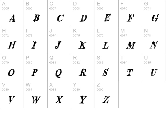 Blood Crow Condensed Italic uppercase A-Z preview