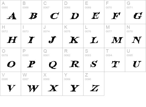 Blood Crow Expanded Italic uppercase A-Z preview