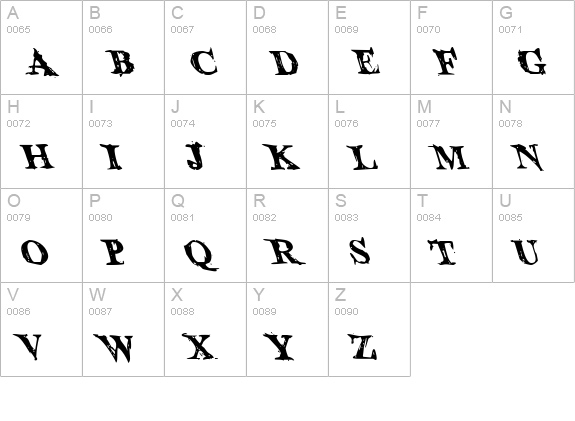 Blood Crow Leftalic uppercase A-Z preview
