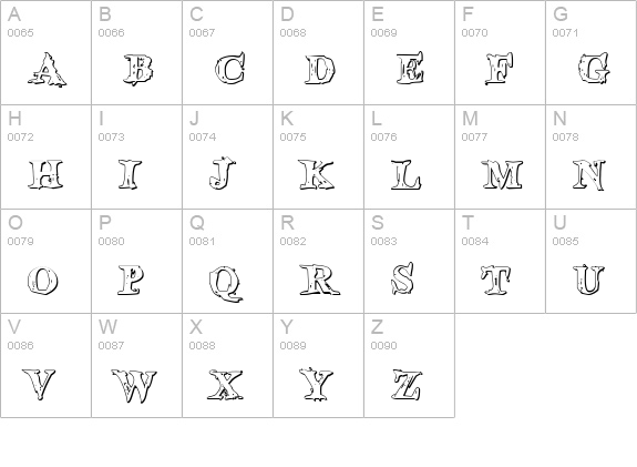 Blood Crow Shadow uppercase A-Z preview