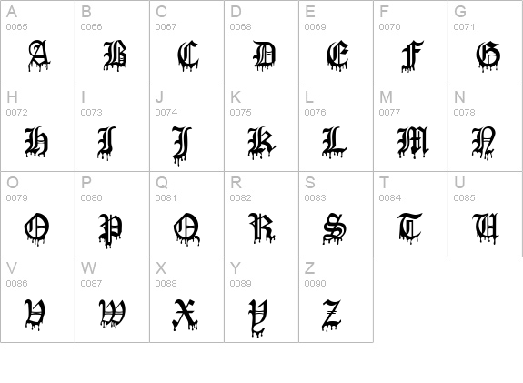Blood Of Dracula uppercase A-Z preview