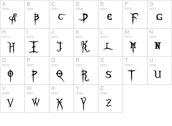 Blood Omen uppercase A-Z preview