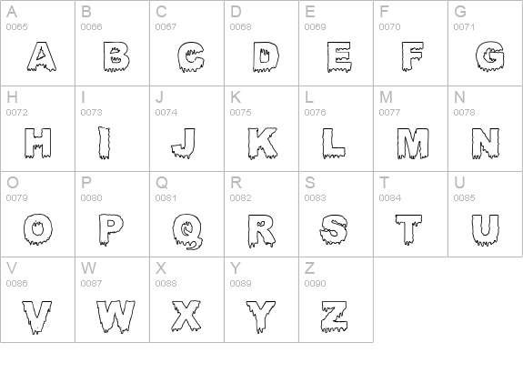 Bloody Stump Gutted uppercase A-Z preview