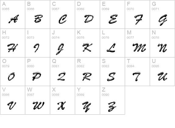 Bloop Script uppercase A-Z preview