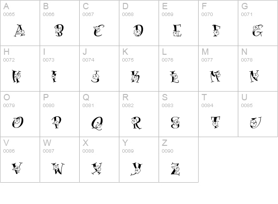 Blossom uppercase A-Z preview
