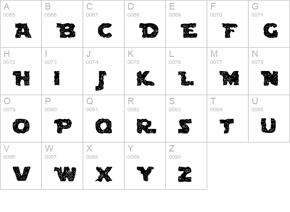Blown DroidRegular uppercase A-Z preview