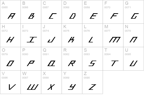 Blue July Bold Expanded uppercase A-Z preview