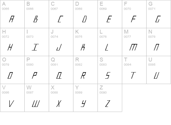 Blue July Condensed uppercase A-Z preview