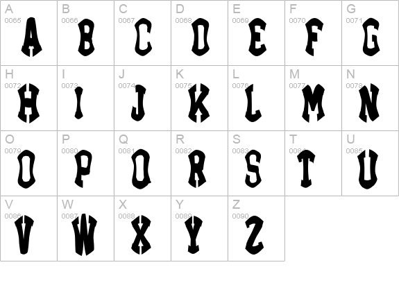 BlueMirth uppercase A-Z preview