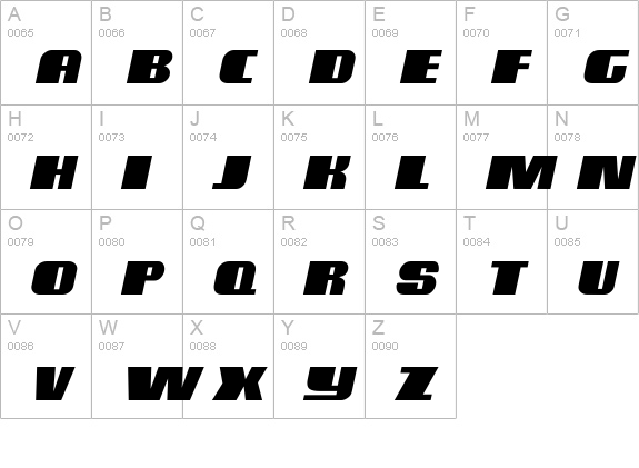 BlutussCaps Italic uppercase A-Z preview