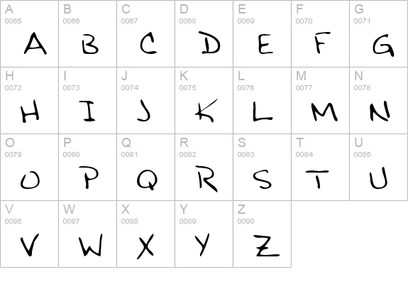 BobbiesHand Regular uppercase A-Z preview