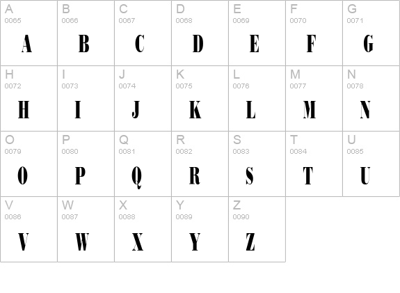 Bodidly-Condens uppercase A-Z preview