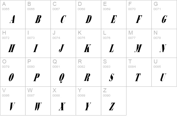 Bodidly Italic uppercase A-Z preview