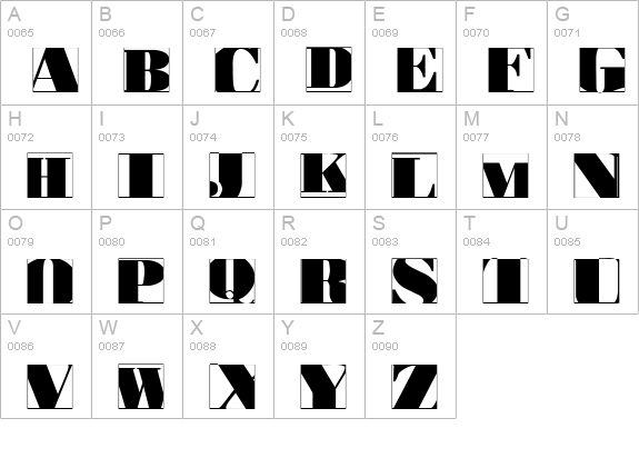 BodoblackSquaresInvers uppercase A-Z preview