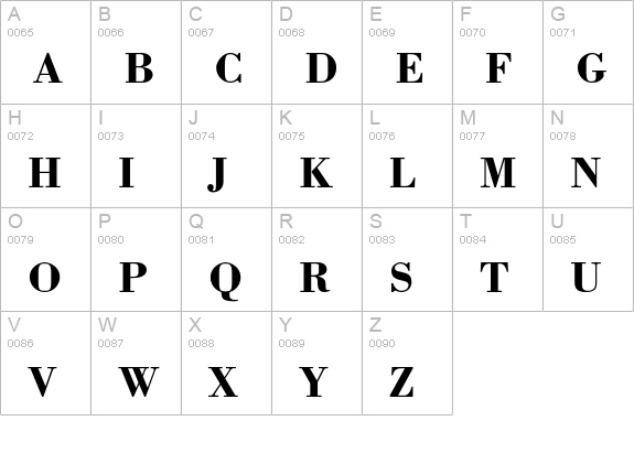 Bodoni Bold uppercase A-Z preview